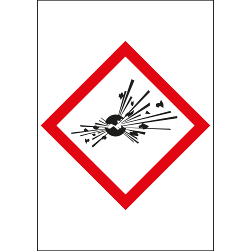 Gefahrensymbol: GHS01 Explodierende Bombe für Rohrleitungen, Folie selbstklebend, 12 x 17 mm, 10 St./Bogen Gefahrensymbol: GHS01 Explodierende Bombe für Rohrleitungen, Folie selbstklebend, 12 x 17 mm, 10 St./Bogen