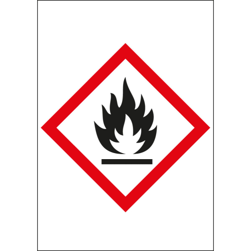 Gefahrensymbol: GHS02 Flamme für Rohrleitungen, Folie selbstklebend, 12 x 17 mm, 10 St./Bogen