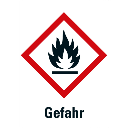 Gefahrensymbol: GHS02 Flamme mit Signalwort Gefahr, Papier selbstklebend, 52 x 74 mm, 1000 St./Rolle Gefahrensymbol: GHS02 Flamme mit Signalwort Gefahr, Papier selbstklebend, 52 x 74 mm, 1000 St./Rolle