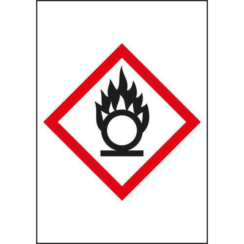 Gefahrensymbol: GHS03 Flamme über Kreis für Rohrleitungen, Folie selbstklebend, 37 x 52 mm, 10 St./Bogen Gefahrensymbol: GHS03 Flamme über Kreis für Rohrleitungen, Folie selbstklebend, 37 x 52 mm, 10 St./Bogen