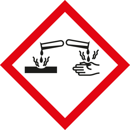 Gefahrensymbol: GHS05 Ätzwirkung, Folie selbstklebend, 105 x 105 mm, 500 St./Rolle Gefahrensymbol: GHS05 Ätzwirkung, Folie selbstklebend, 105 x 105 mm, 500 St./Rolle