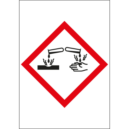 Gefahrensymbol: GHS05 Ätzwirkung für Rohrleitungen, Folie selbstklebend, 26 x 37 mm, 10 St./Bogen Gefahrensymbol: GHS05 Ätzwirkung für Rohrleitungen, Folie selbstklebend, 26 x 37 mm, 10 St./Bogen