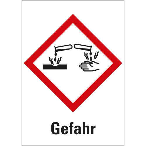 Gefahrensymbol: GHS05 Ätzwirkung mit Signalwort Gefahr, Folie selbstklebend, 105 x 148 mm, 1 Stück