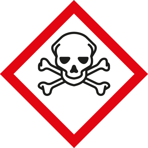 Gefahrensymbol: GHS06 Totenkopf, Folie selbstklebend, 26 x 26 mm, 21 St./Bogen