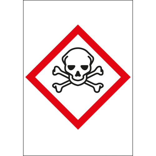 Gefahrensymbol: GHS06 Totenkopf für Rohrleitungen, Folie selbstklebend, 12 x 17 mm, 10 St./Bogen Gefahrensymbol: GHS06 Totenkopf für Rohrleitungen, Folie selbstklebend, 12 x 17 mm, 10 St./Bogen
