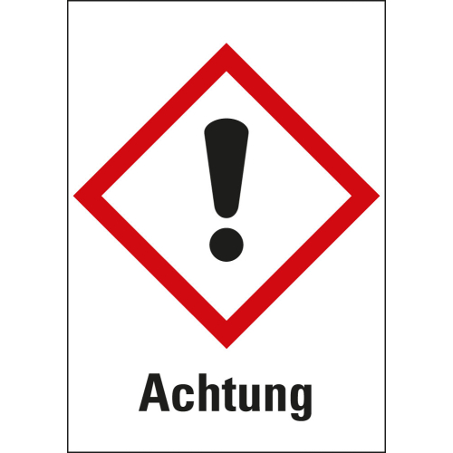 Gefahrensymbol: GHS07 Ausrufezeichen mit Signalwort Achtung, Folie selbstklebend, 52 x 74 mm, 1 Stück Gefahrensymbol: GHS07 Ausrufezeichen mit Signalwort Achtung, Folie selbstklebend, 52 x 74 mm, 1 Stück
