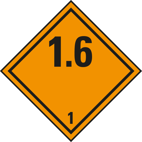 Gefahrgutzettel: Klasse 1.6 Explosiv, seewasserbeständige Folie, 250 x 250 mm, 1 Stück