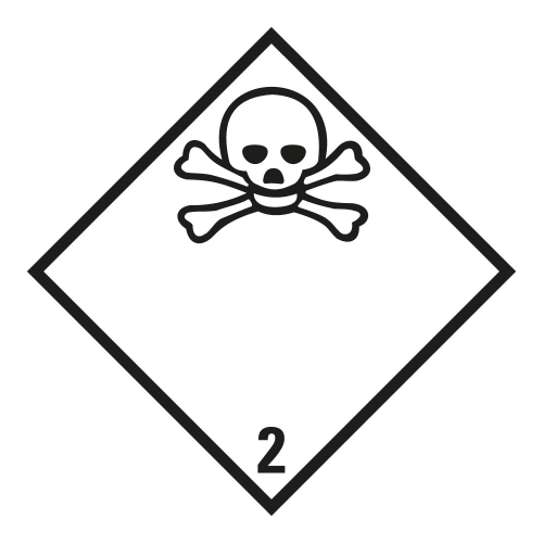 Gefahrgutzettel: Klasse 2.3 Giftige Gase, seewasserbeständige Folie, 250 x 250 mm, 1 Stück