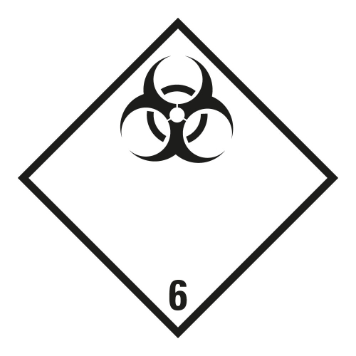 Gefahrgutzettel: Klasse 6.2 Ansteckungsgefährliche […], seewasserbeständige Folie, 250 x 250 mm, 1 Stück