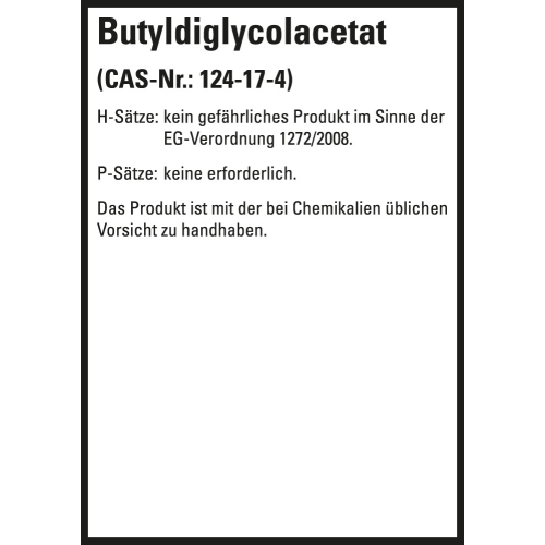 Gefahrstoffkennzeichen: Butyldiglycolacetat, ohne GHS Symbole mit Text, Folie selbstklebend, 52 x 74 mm, 10 St./Bogen