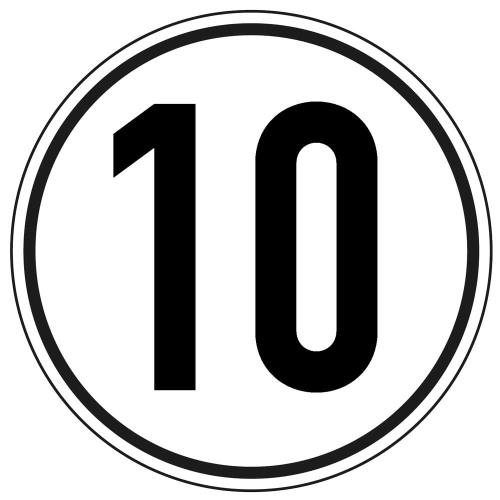Geschwindigkeitsschild 10 km/h, gemäß §58 StVZO, Folie selbstklebend, Ø 200 mm, 1 Stück Geschwindigkeitsschild 10 km/h, gemäß §58 StVZO, Folie selbstklebend, Ø 200 mm, 1 Stück