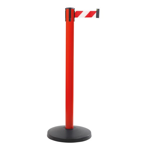 Gurtpfosten, rot, Gurt rot-weiß, Stahl, Ø 63 mm, 50 mm, 3 m, 1 Stück Gurtpfosten, rot, Gurt rot-weiß, Stahl, Ø 63 mm, 50 mm, 3 m, 1 Stück
