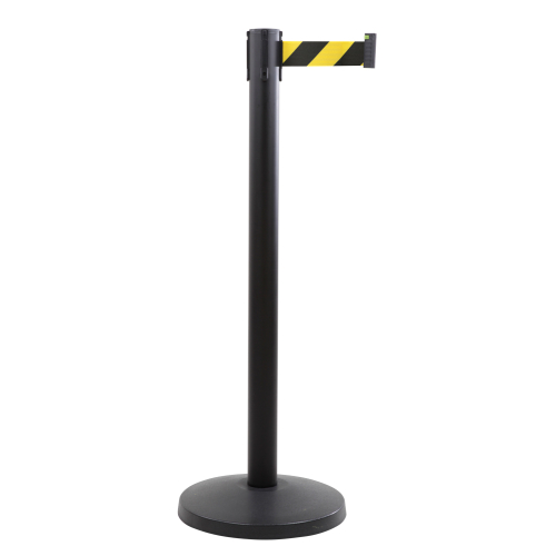 Gurtpfosten, schwarz, Gurt gelb-schwarz, Stahl, Ø 63 mm, 50 mm, 3 m, 1 Stück