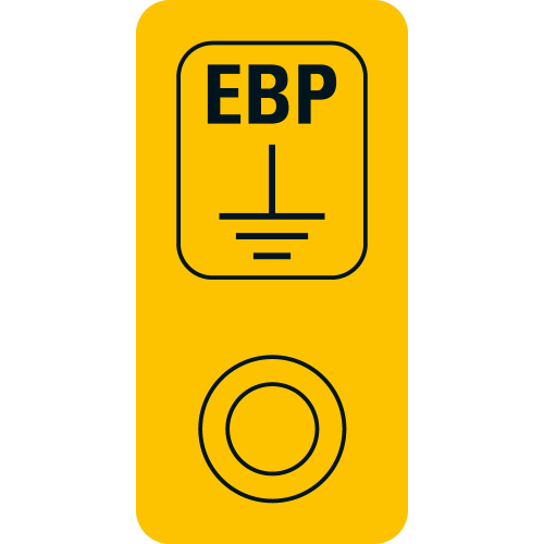 Hinweisetikett: Erdungskontaktpunkt EBP, Folie selbstklebend, 20 mm x 40 mm, 16 St./Bogen