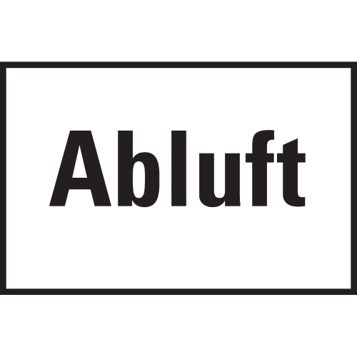 Hinweisschild: Abluft, weiß-schwarz, Folie selbstklebend, 150 x 100 mm, 1 Stück