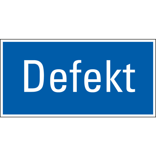 Hinweisschild Defekt, blau-weiß, Magnetfolie, 300 x 150 mm, 1 Stück