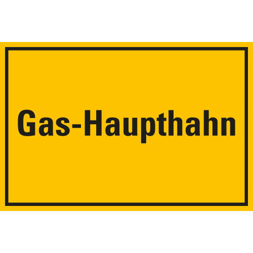 Hinweisschild: Gas-Haupthahn, gelb-schwarz, Kunststoff, 300 x 200, 1 Stück