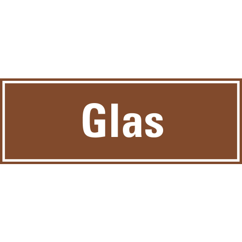 Hinweisschild: Glas, braun-weiß, Folie selbstklebend, 297 x 105 mm, 1 Stück