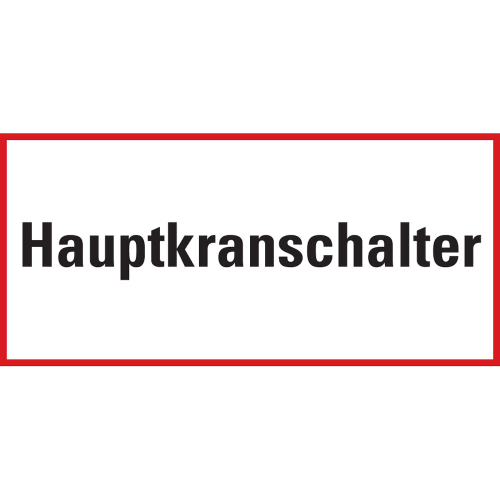 Hinweisschild: Hauptkrankschalter, Aluminium, 385 x 185 mm, 1 Stück