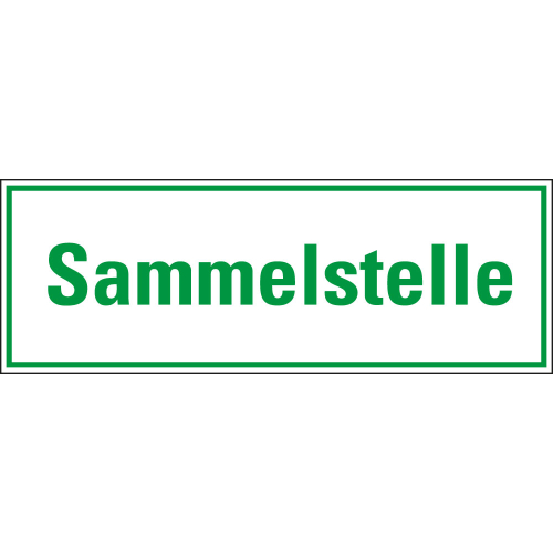 Hinweisschild: Sammelstelle, weiß-grün, Kunststoff, 297 x 105 mm, 1 Stück
