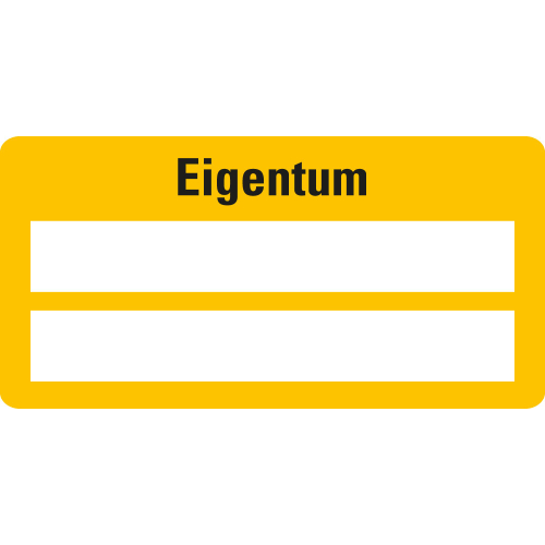 Inventaretikett: Eigentum, 2 Zeilen zum Selbstbeschriften, gelb, fälschungssichere Folie, 60 x 30 mm, 9 St./Bogen