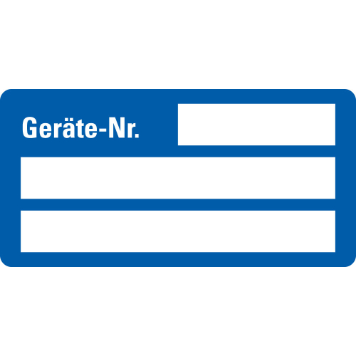 Inventaretikett: Geräte-Nr., 3 Zeilen zum Selbstbeschriften, blau, fälschungssichere Folie mit Spezialkleber, 50 x 25 mm, 9 St./Bogen Inventaretikett: Geräte-Nr., 3 Zeilen zum Selbstbeschriften, blau, fälschungssichere Folie mit Spezialkleber, 50 x 25 mm, 9 St./Bogen