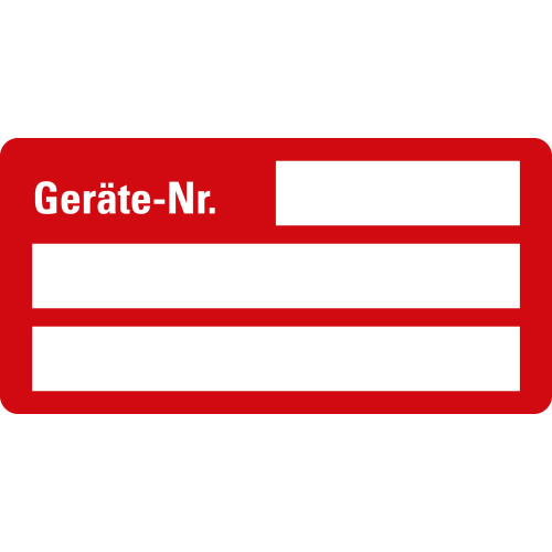 Inventaretikett: Geräte-Nr., 3 Zeilen zum Selbstbeschriften, rot, fälschungssichere Folie mit Spezialkleber, 50 x 25 mm, 9 St./Bogen Inventaretikett: Geräte-Nr., 3 Zeilen zum Selbstbeschriften, rot, fälschungssichere Folie mit Spezialkleber, 50 x 25 mm, 9 St./Bogen