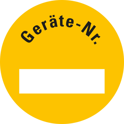 Inventaretikett: Geräte-Nr., Zeile zum Selbstbeschriften, gelb, fälschungssichere Folie, Ø 30 mm, 18 St./Bogen Inventaretikett: Geräte-Nr., Zeile zum Selbstbeschriften, gelb, fälschungssichere Folie, Ø 30 mm, 18 St./Bogen