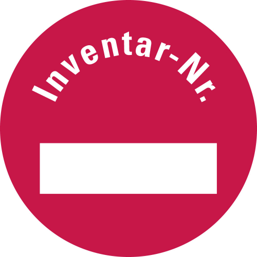 Inventaretikett: Inventar-Nr. Zeile zum Selbstbeschriften, rot, fälschungssichere Folie, Ø 30 mm, 18 St./Bogen