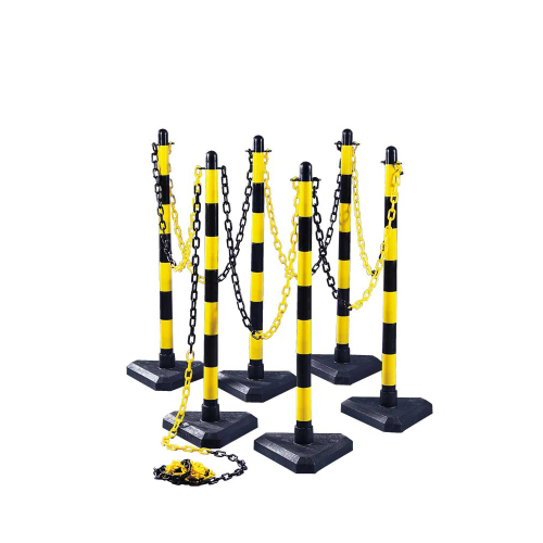Kettenständer-Set Intern Maxi, 6-teilig, 10 m Kunststoffkette, gelb-schwarz, Kunststoff, 1100 mm