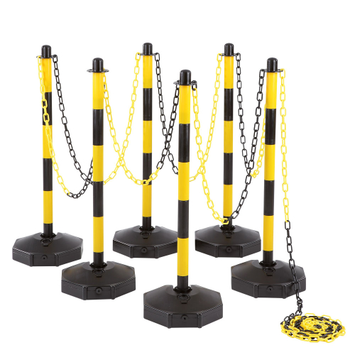 Klapppfosten Set unbefüllt, gelb-schwarz, Kunststoff, uv-beständig, 870 mm, 6-teilig Klapppfosten Set unbefüllt, gelb-schwarz, Kunststoff, uv-beständig, 870 mm, 6-teilig