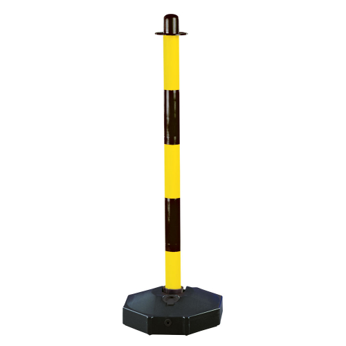 Klapppfosten mit Fuß, befüllt, uv-beständig, gelb-schwarz, Ø 300 mm, 870 mm, 1 Stück Klapppfosten mit Fuß, befüllt, uv-beständig, gelb-schwarz, Ø 300 mm, 870 mm, 1 Stück