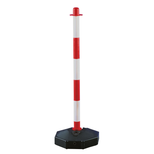 Klapppfosten mit Fuß, leer, uv-beständig, rot-weiß, Ø 300 mm, 870 mm, 1 Stück Klapppfosten mit Fuß, leer, uv-beständig, rot-weiß, Ø 300 mm, 870 mm, 1 Stück