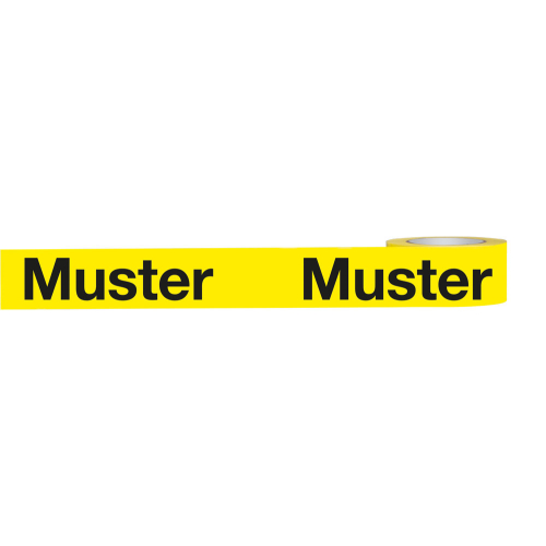 Klebeband Muster, gelb-schwarz, selbstklebendes Polypropylen mit starkem Acrylatkleber, 50 mm, 66 m / Rolle