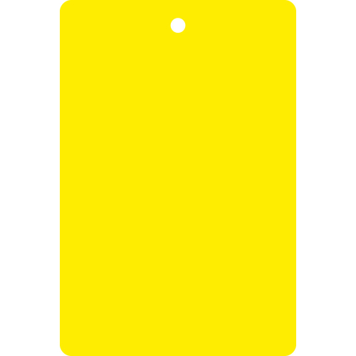 Kollianhänger: Blanko, 1 Befestigungsloch, gelb, Kunststoff, 64 mm x 120 mm, 500 St./Verpackungseinheit Kollianhänger: Blanko, 1 Befestigungsloch, gelb, Kunststoff, 64 mm x 120 mm, 500 St./Verpackungseinheit