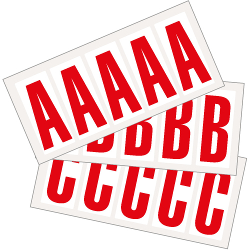 Kombipackung Buchstabe A-Z, Schrifthöhe 25 mm, weiß-rot, Folie selbstklebend, 22 x 36 mm, 16 St. je Buchstabe/Verpackungseinheit Kombipackung Buchstabe A-Z, Schrifthöhe 25 mm, weiß-rot, Folie selbstklebend, 22 x 36 mm, 16 St. je Buchstabe/Verpackungseinheit