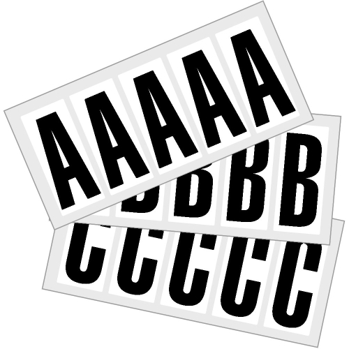 Kombipackung Buchstabe A-Z, Schrifthöhe 95 mm, weiß-schwarz, Folie selbstklebend, 47 x 98 mm, 4 St. je Buchstabe/Verpackungseinheit Kombipackung Buchstabe A-Z, Schrifthöhe 95 mm, weiß-schwarz, Folie selbstklebend, 47 x 98 mm, 4 St. je Buchstabe/Verpackungseinheit