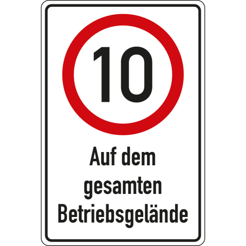 Kombischild 10 km / h - Auf dem gesamten Betriebsgelände, DIN, Aluminium RA0 reflektierend, 600 mm x 900 mm, 1 Stück