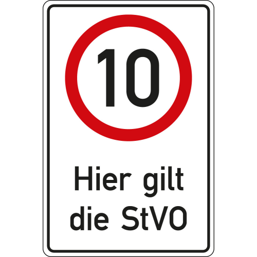 Kombischild 10 km / h - Hier gilt die StVO, Aluminium RA0 reflektierend, 600 mm x 900 mm, 1 Stück