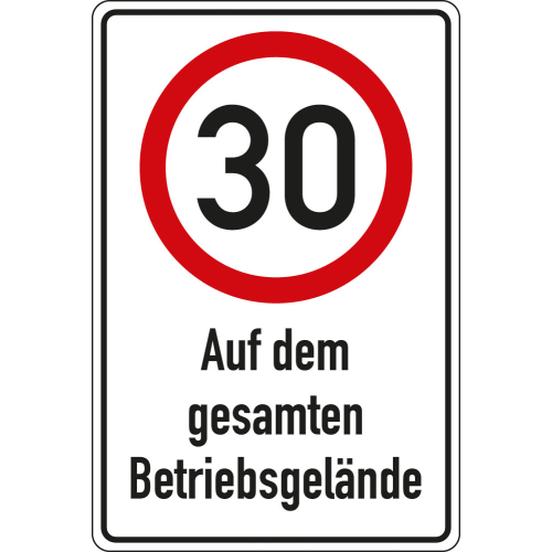 Kombischild 30 km / h - Auf dem gesamten Betriebsgelände, DIN, Aluminium RA0 reflektierend, 600 mm x 900 mm, 1 Stück