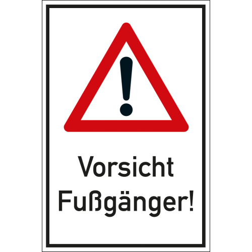 Kombischild Gefahrenstelle, Vorsicht Fußgänger Nr. 101, Aluminium, 400 mm x 600 mm, 1 Stück