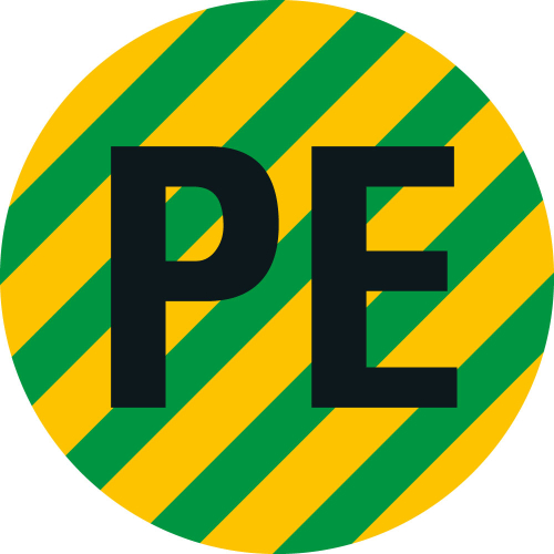 Leiterkennzeichen: Schutzleiter PE, gelb-grün, PET laminiert, Folie selbstklebend, Ø 16 mm, 1000 St./Rolle Leiterkennzeichen: Schutzleiter PE, gelb-grün, PET laminiert, Folie selbstklebend, Ø 16 mm, 1000 St./Rolle