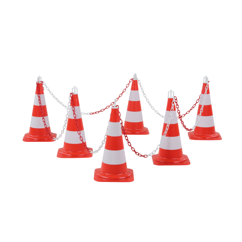 Leitkegel: Leitkegel- Absperrset Medium, rot-weiß, 6 Kegel 6 Haken 10m Kunststoffkette / VE