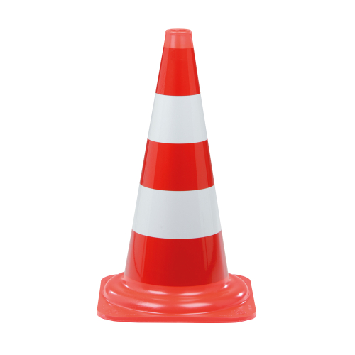 Leitkegel: Leitkegel Klasse 2, rot-weiß, StVO, DIN EN 13422, BAST V4-19/2013, recyceltes PVC mit Reflexfolie Typ 1, 2,2 kg, 500 mm, 1 Stück
