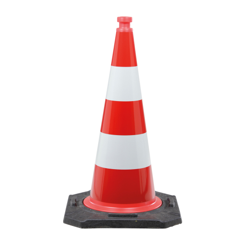Leitkegel: Leitkegel Klasse 3, rot-weiß, StVO, DIN EN 13422, BAST V4-07/2012, recyceltes PVC mit Reflexfolie Typ 1, 6 kg, 750 mm, 1 Stück