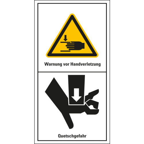 Maschinenkennzeichen: Warnung vor Handverletzungen, praxisbewährt, Folie selbstklebend, 100 x 200 mm, 1 Stück