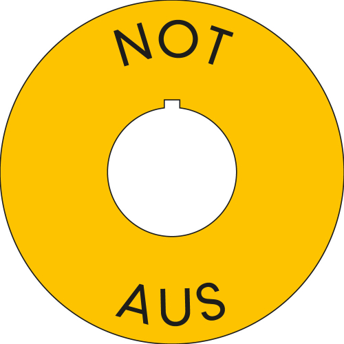 NOT-AUS-Kontrastunterlage mit Nase, RoHS konform, Folie selbstklebend, Ø 60 mm außen, Ø 22,5 mm innen, 1 Stück