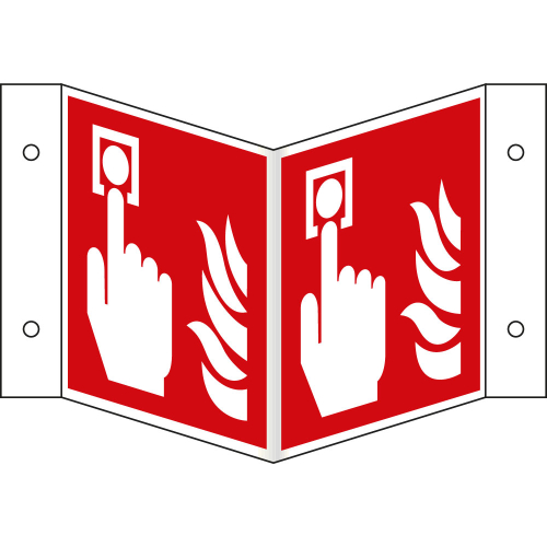 Nasenschild: Brandmelder, rot-weiß, ASR/ISO, Kunststoff, 200 mm x 200 mm, 1 Stück
