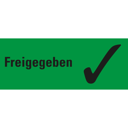 Organisationsetikett: Freigegeben, grün, Papier selbstklebend, 50 mm x 20 mm, 500 St./Rolle