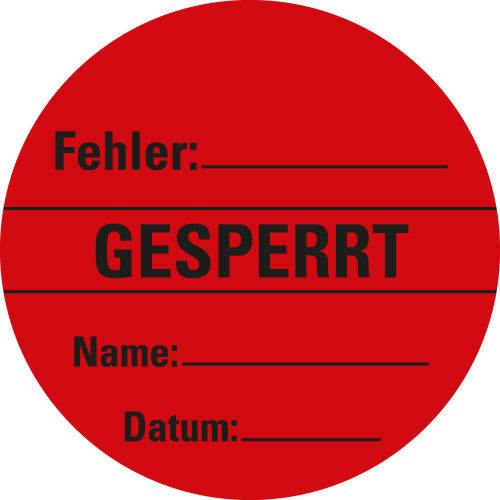 Organisationsetikett: Gesperrt, rot, Haftpapier ablösbar, Ø 60 mm, 500 St./Rolle